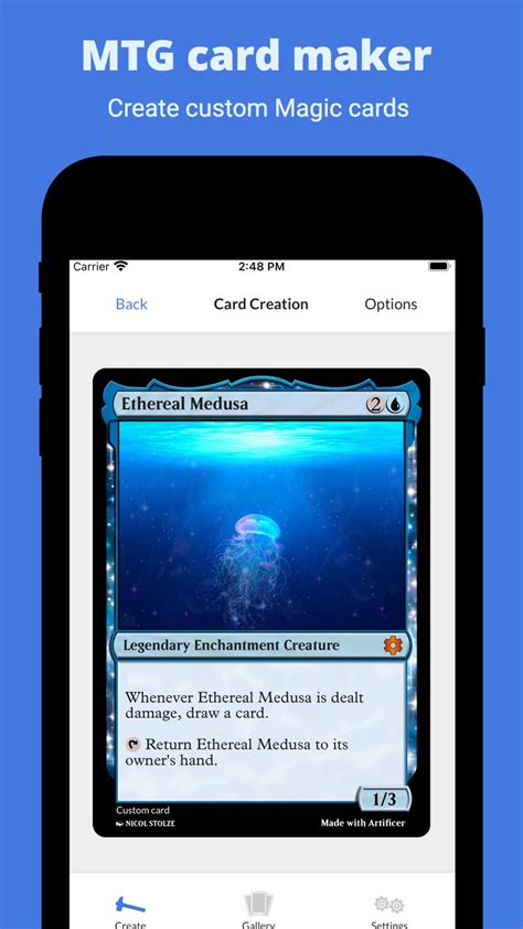 Magic card creator app